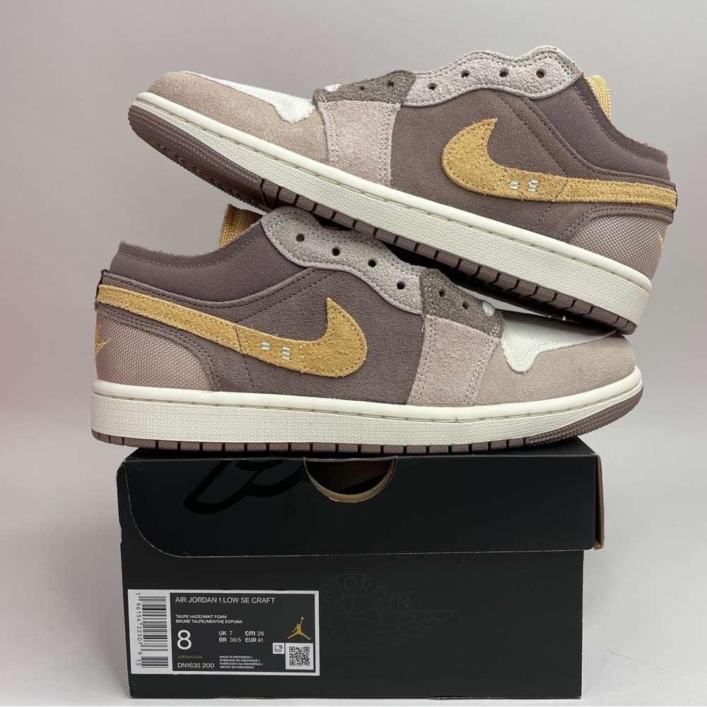 Jordan Women’s Low Sneaker in Taupe, Beige & Mustard
